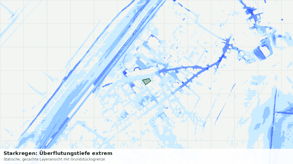 Statische Kartenansicht: Starkregen: Überflutungstiefe extrem