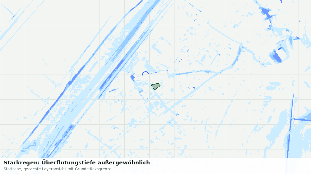Statische Kartenansicht: Starkregen: Überflutungstiefe außergewöhnlich
