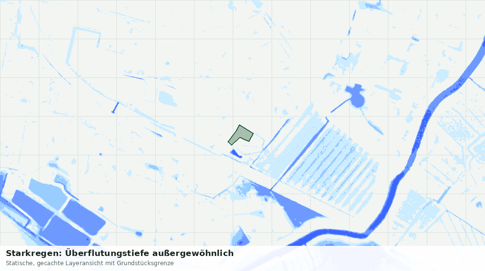 Statische Kartenansicht: Starkregen: Überflutungstiefe außergewöhnlich
