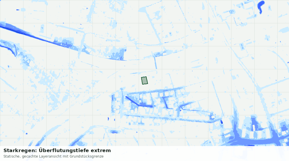 Statische Kartenansicht: Starkregen: Überflutungstiefe extrem