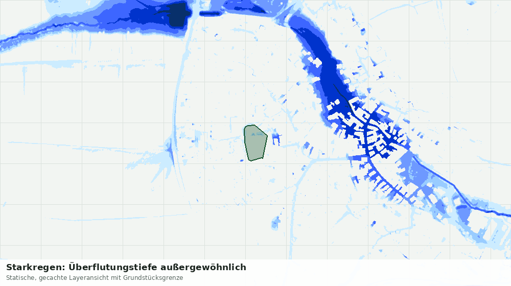 Statische Kartenansicht: Starkregen: Überflutungstiefe außergewöhnlich