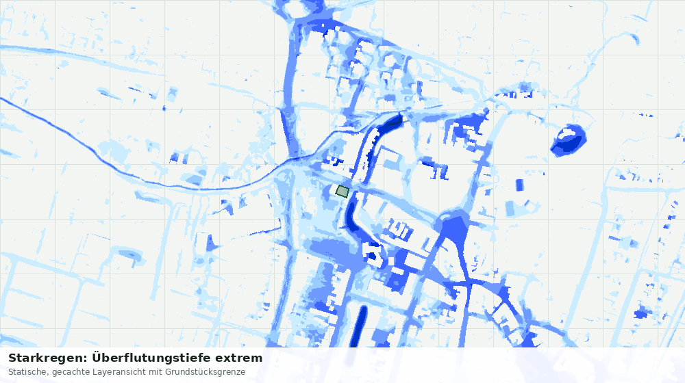 Statische Kartenansicht: Starkregen: Überflutungstiefe extrem