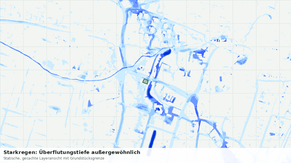 Statische Kartenansicht: Starkregen: Überflutungstiefe außergewöhnlich
