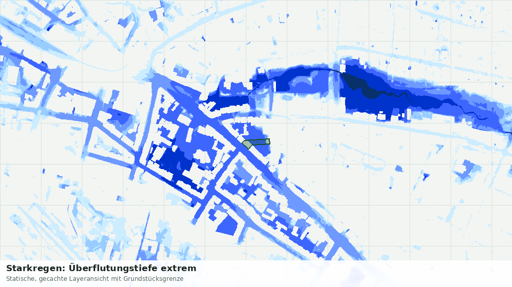 Statische Kartenansicht: Starkregen: Überflutungstiefe extrem