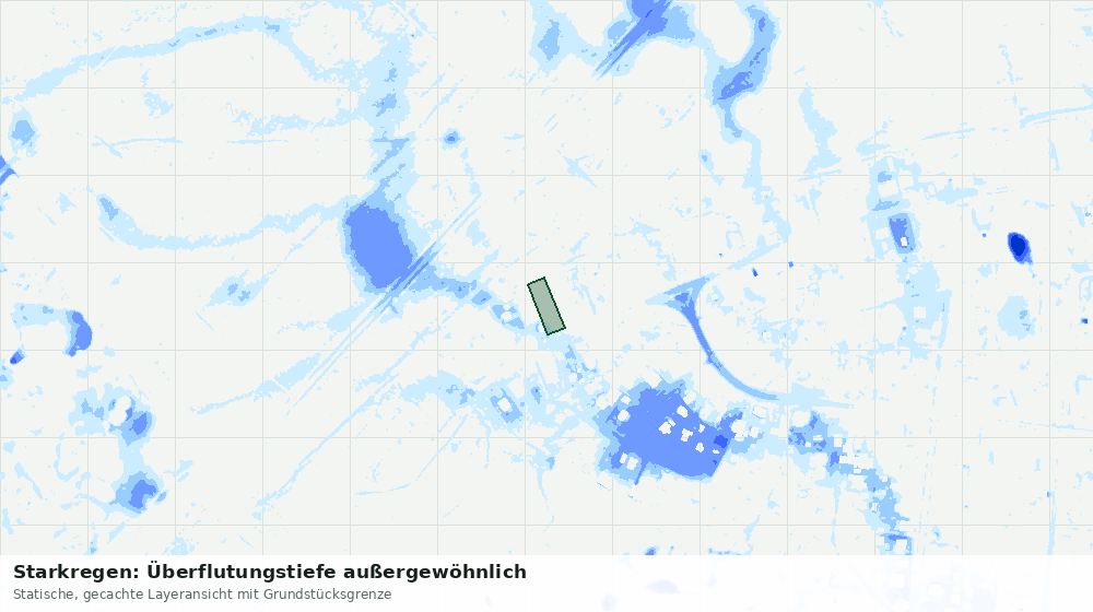 Statische Kartenansicht: Starkregen: Überflutungstiefe außergewöhnlich