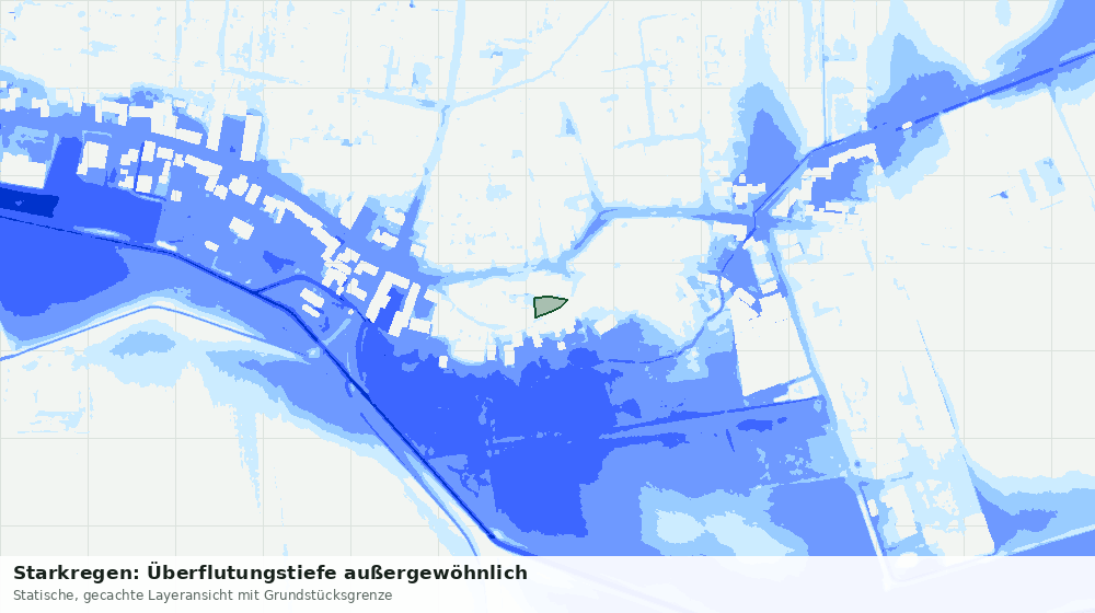 Statische Kartenansicht: Starkregen: Überflutungstiefe außergewöhnlich