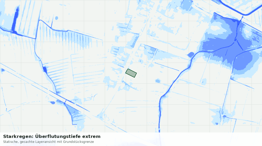 Statische Kartenansicht: Starkregen: Überflutungstiefe extrem