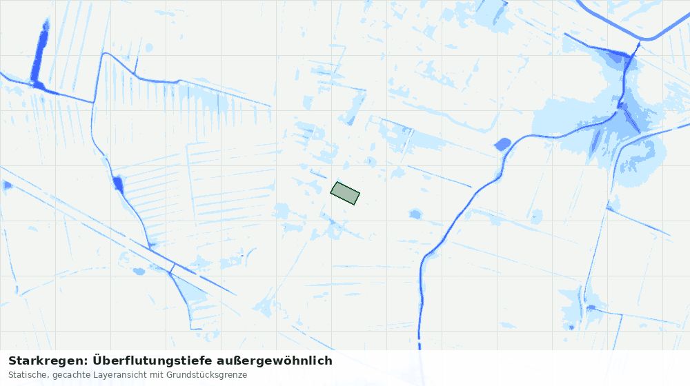Statische Kartenansicht: Starkregen: Überflutungstiefe außergewöhnlich