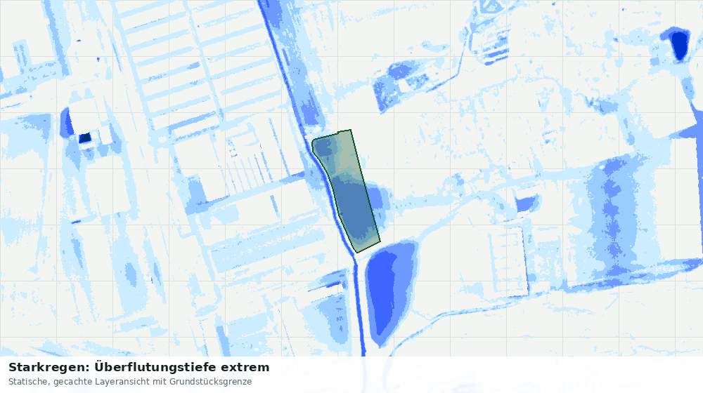 Statische Kartenansicht: Starkregen: Überflutungstiefe extrem