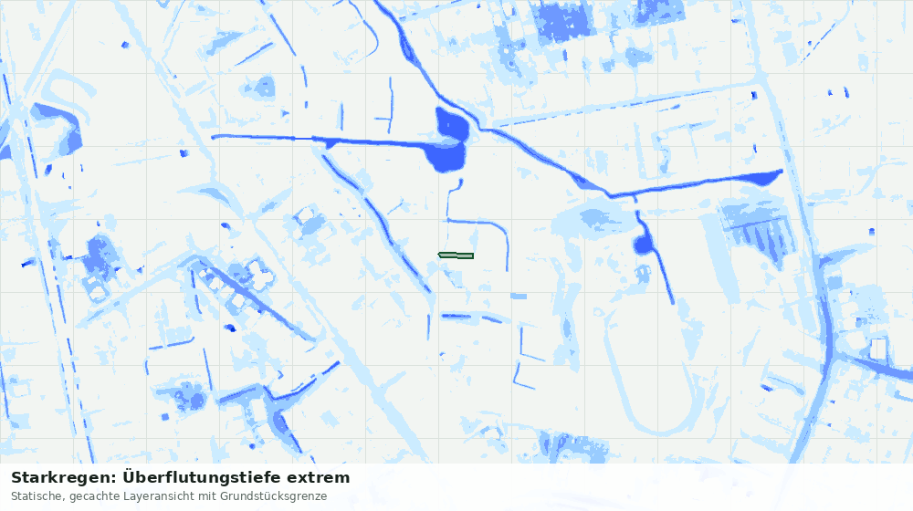 Statische Kartenansicht: Starkregen: Überflutungstiefe extrem