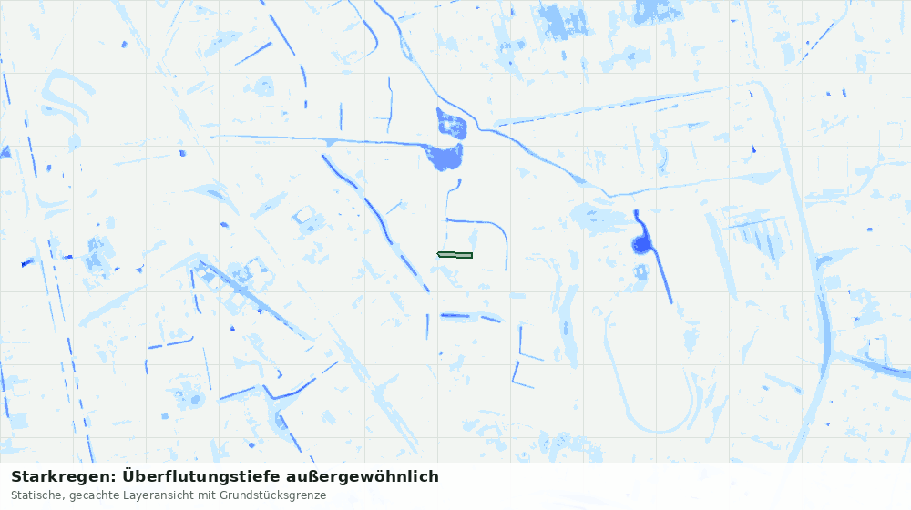 Statische Kartenansicht: Starkregen: Überflutungstiefe außergewöhnlich