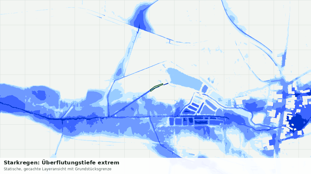 Statische Kartenansicht: Starkregen: Überflutungstiefe extrem