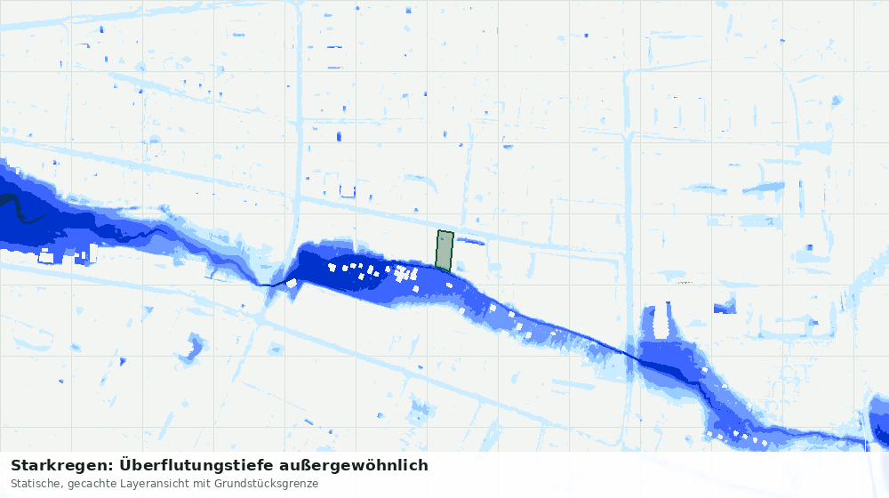 Statische Kartenansicht: Starkregen: Überflutungstiefe außergewöhnlich