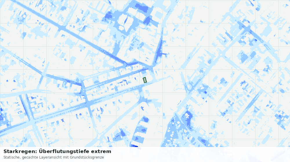 Statische Kartenansicht: Starkregen: Überflutungstiefe extrem