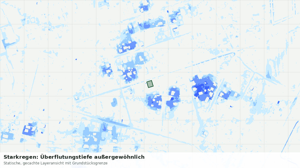 Statische Kartenansicht: Starkregen: Überflutungstiefe außergewöhnlich