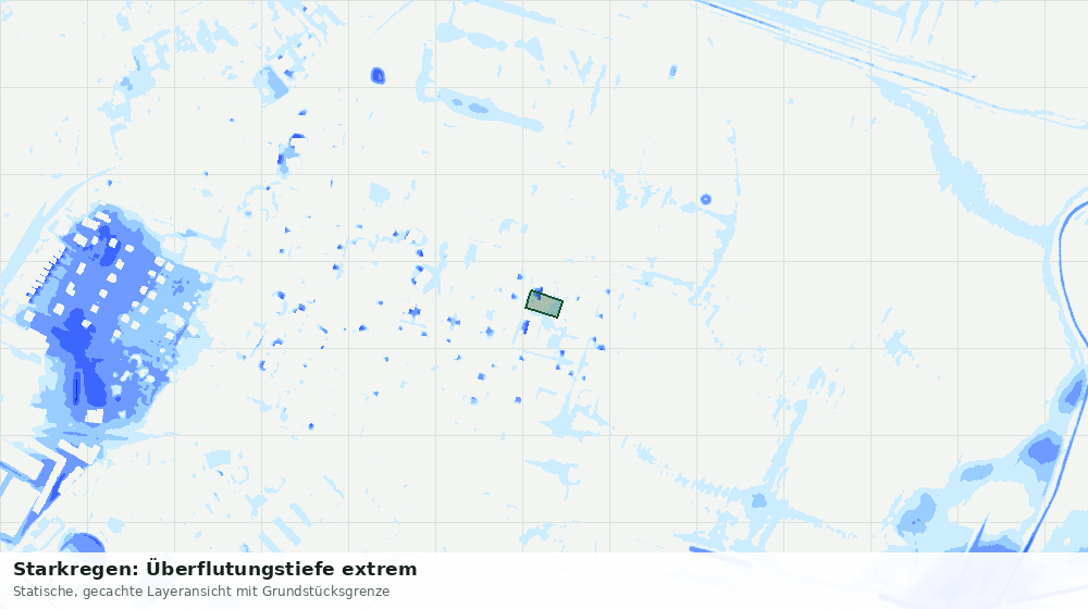 Statische Kartenansicht: Starkregen: Überflutungstiefe extrem