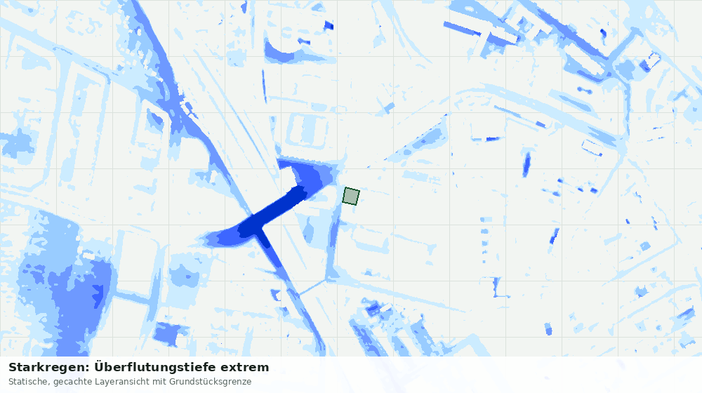 Statische Kartenansicht: Starkregen: Überflutungstiefe extrem