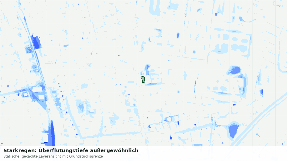 Statische Kartenansicht: Starkregen: Überflutungstiefe außergewöhnlich