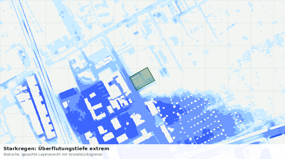Statische Kartenansicht: Starkregen: Überflutungstiefe extrem