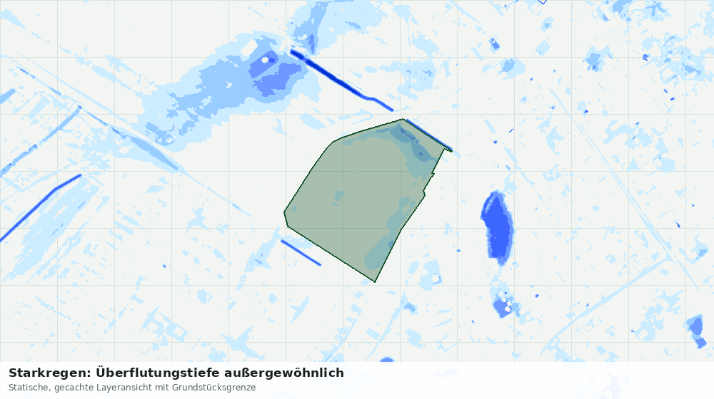 Statische Kartenansicht: Starkregen: Überflutungstiefe außergewöhnlich