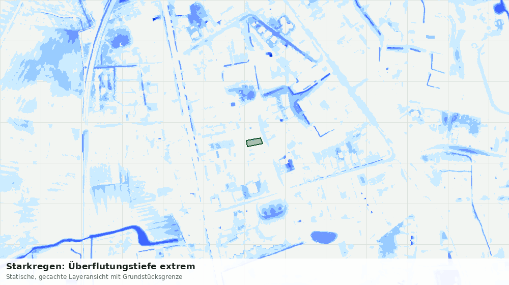 Statische Kartenansicht: Starkregen: Überflutungstiefe extrem
