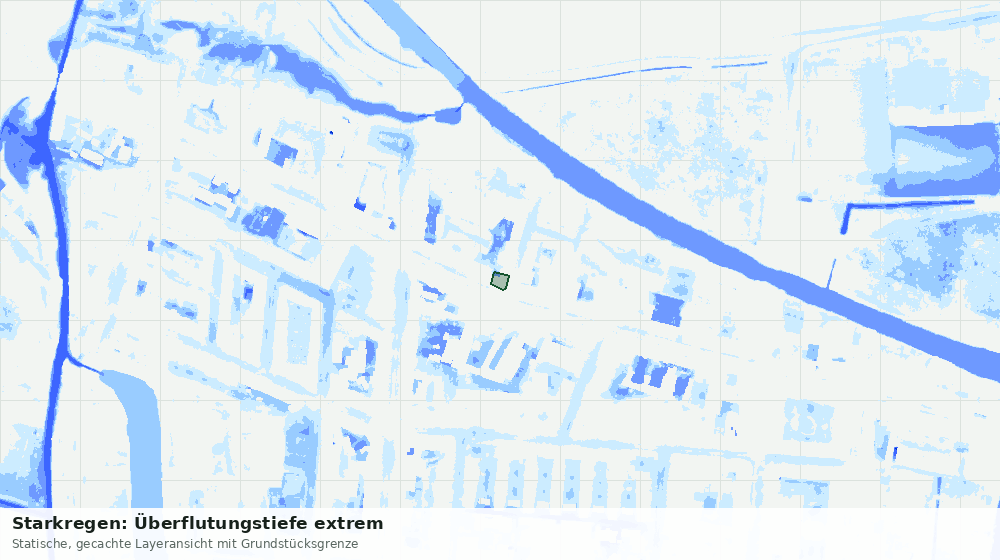 Statische Kartenansicht: Starkregen: Überflutungstiefe extrem