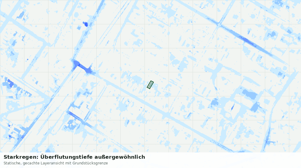 Statische Kartenansicht: Starkregen: Überflutungstiefe außergewöhnlich