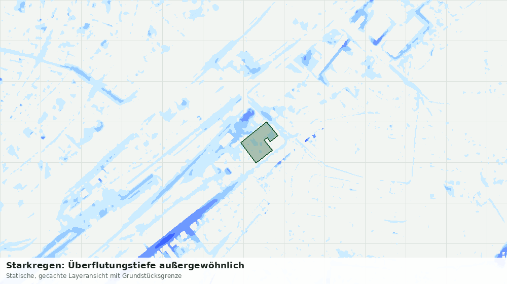 Statische Kartenansicht: Starkregen: Überflutungstiefe außergewöhnlich