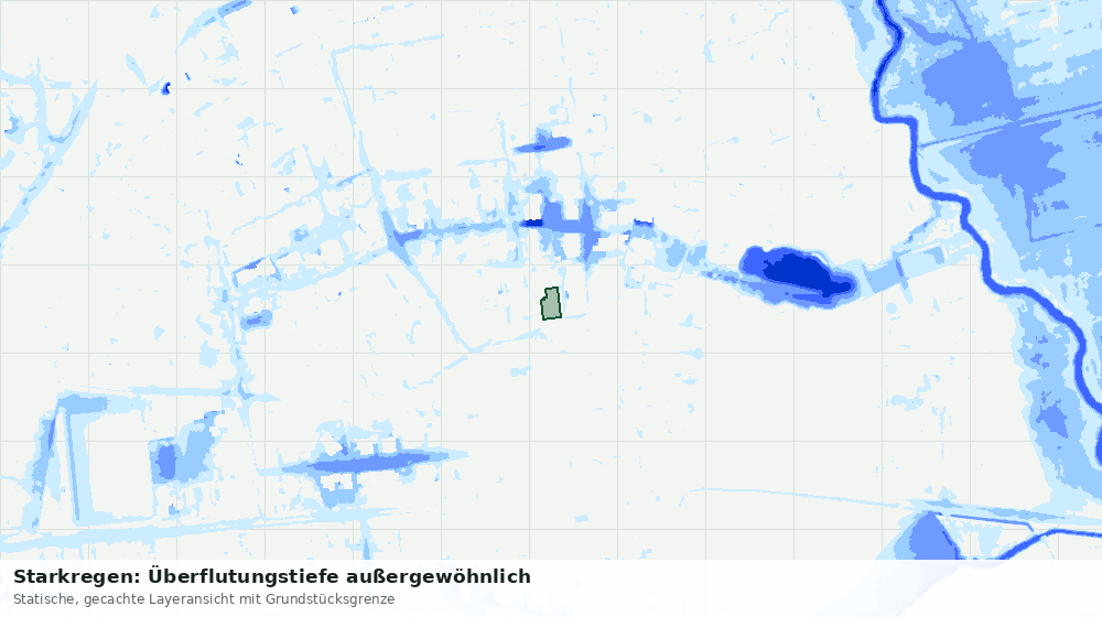 Statische Kartenansicht: Starkregen: Überflutungstiefe außergewöhnlich