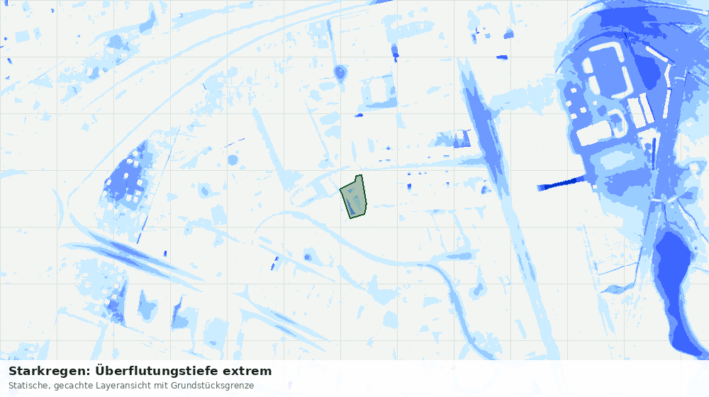 Statische Kartenansicht: Starkregen: Überflutungstiefe extrem