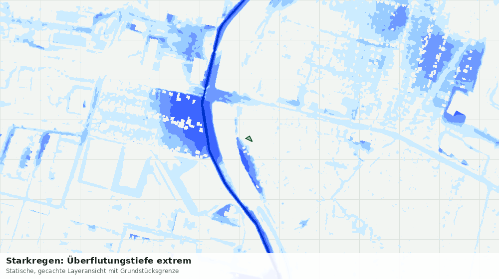 Statische Kartenansicht: Starkregen: Überflutungstiefe extrem
