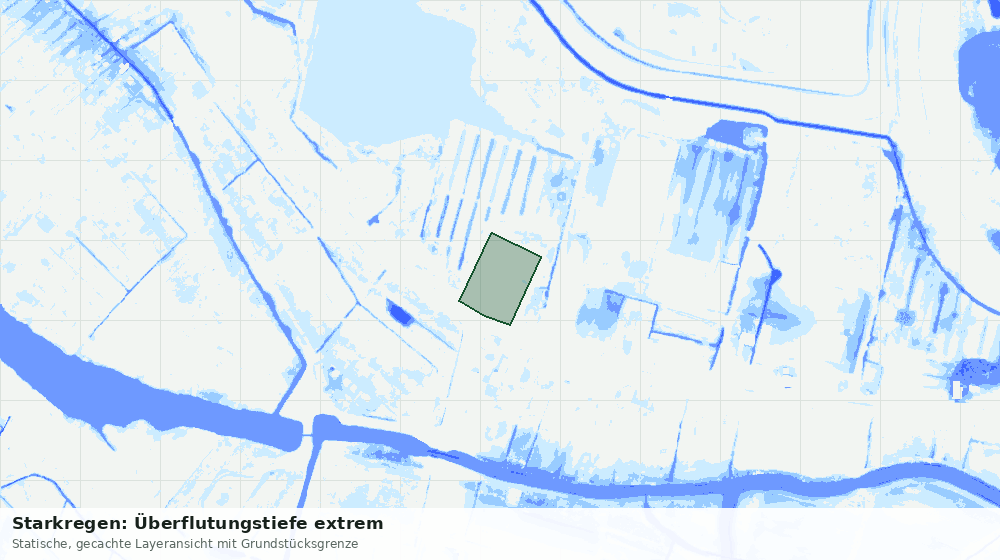 Statische Kartenansicht: Starkregen: Überflutungstiefe extrem