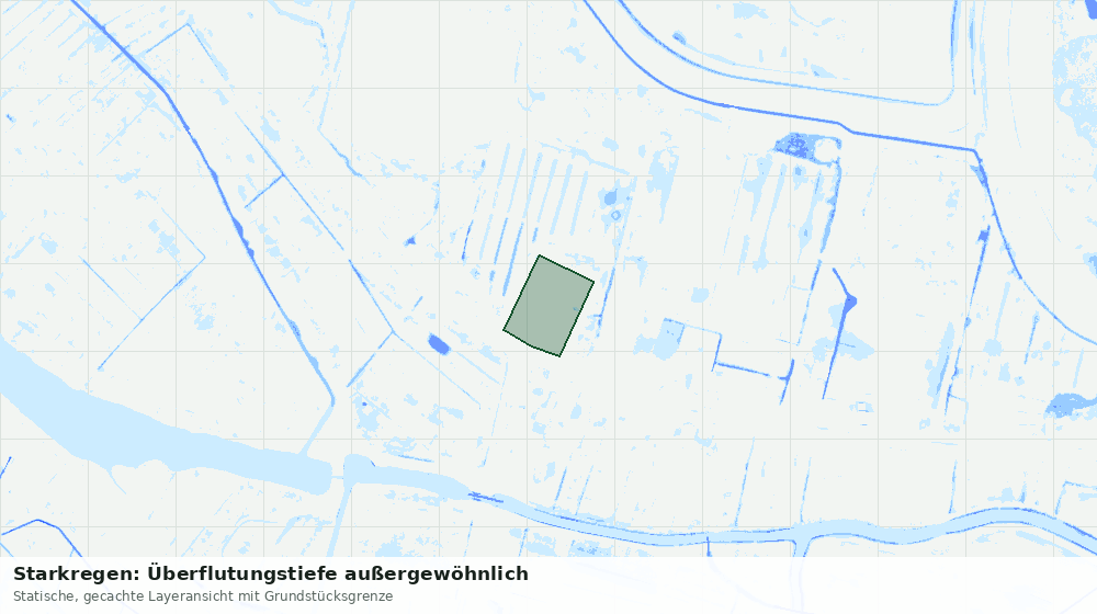 Statische Kartenansicht: Starkregen: Überflutungstiefe außergewöhnlich