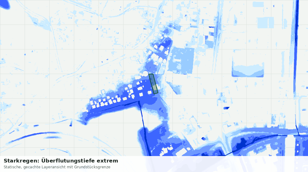Statische Kartenansicht: Starkregen: Überflutungstiefe extrem