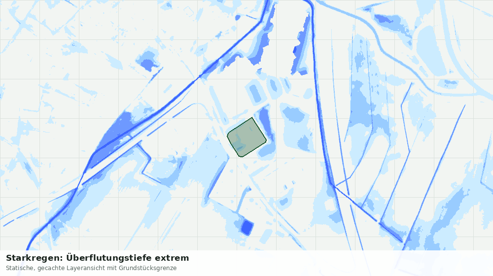 Statische Kartenansicht: Starkregen: Überflutungstiefe extrem