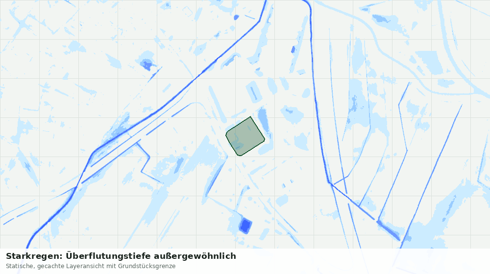Statische Kartenansicht: Starkregen: Überflutungstiefe außergewöhnlich