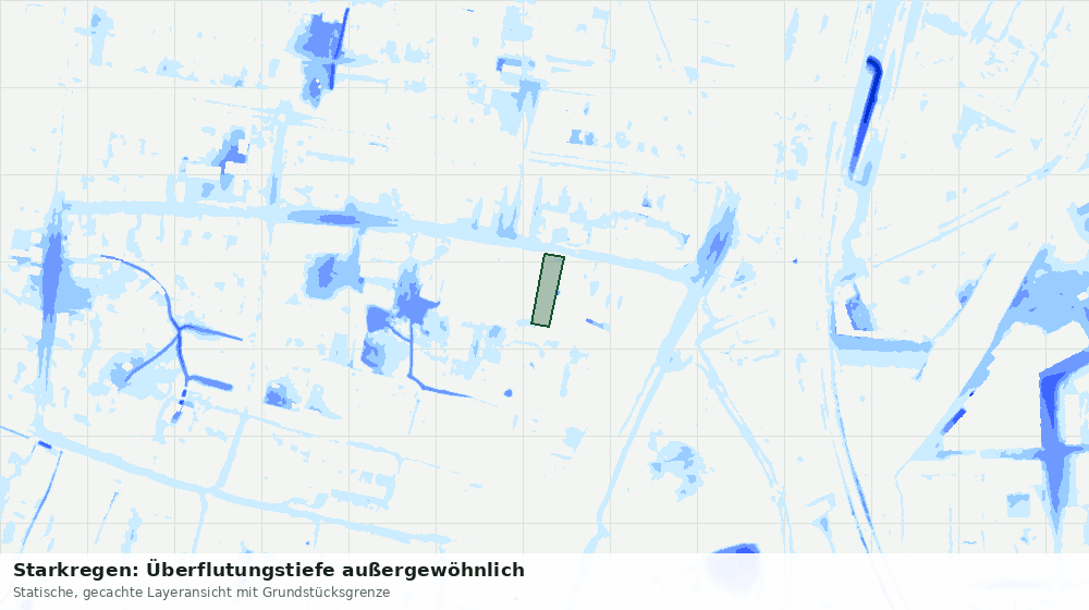 Statische Kartenansicht: Starkregen: Überflutungstiefe außergewöhnlich