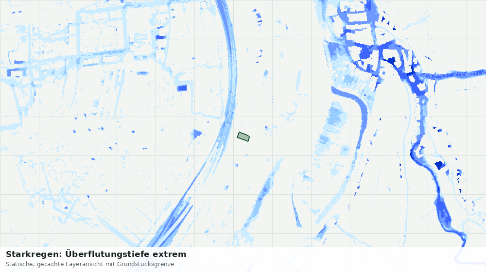 Statische Kartenansicht: Starkregen: Überflutungstiefe extrem