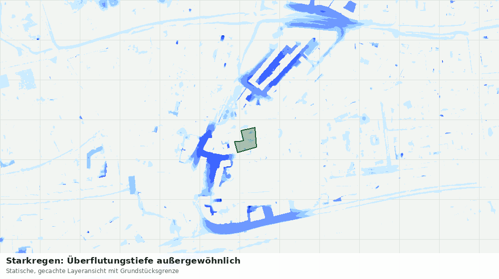 Statische Kartenansicht: Starkregen: Überflutungstiefe außergewöhnlich