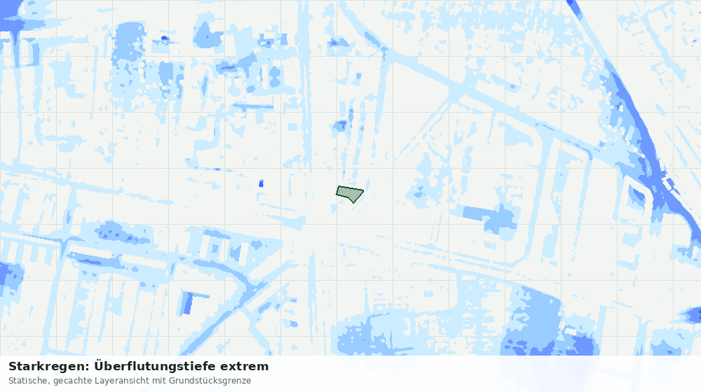 Statische Kartenansicht: Starkregen: Überflutungstiefe extrem