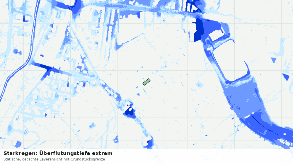 Statische Kartenansicht: Starkregen: Überflutungstiefe extrem