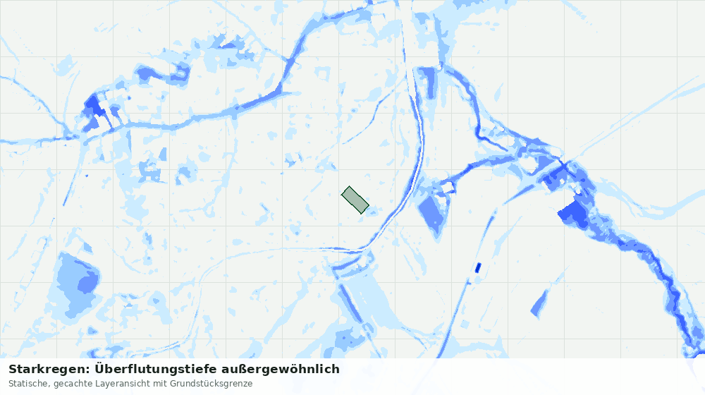 Statische Kartenansicht: Starkregen: Überflutungstiefe außergewöhnlich