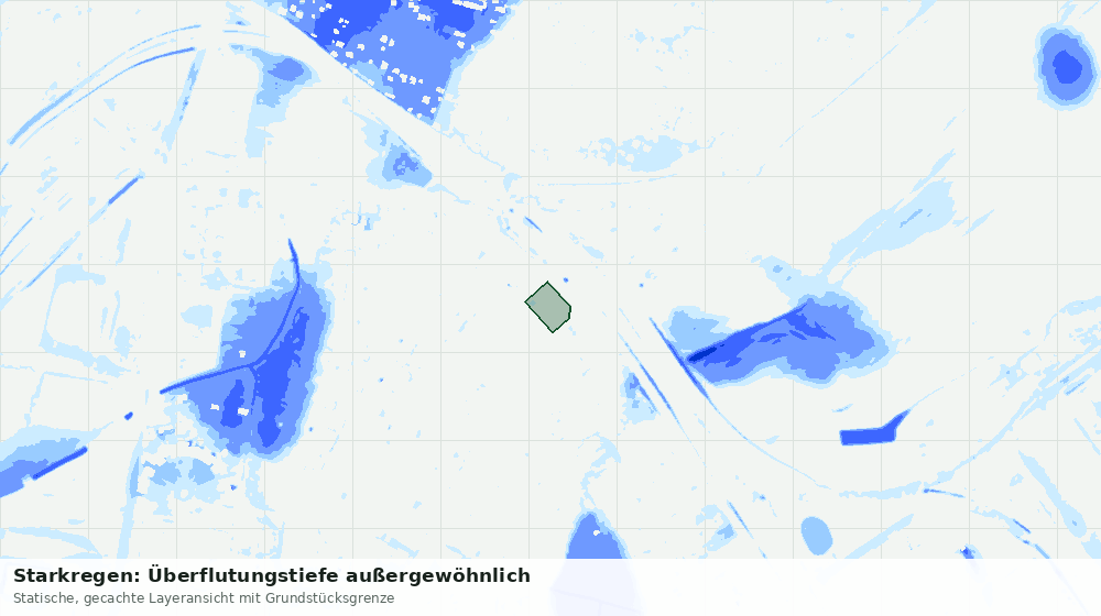 Statische Kartenansicht: Starkregen: Überflutungstiefe außergewöhnlich