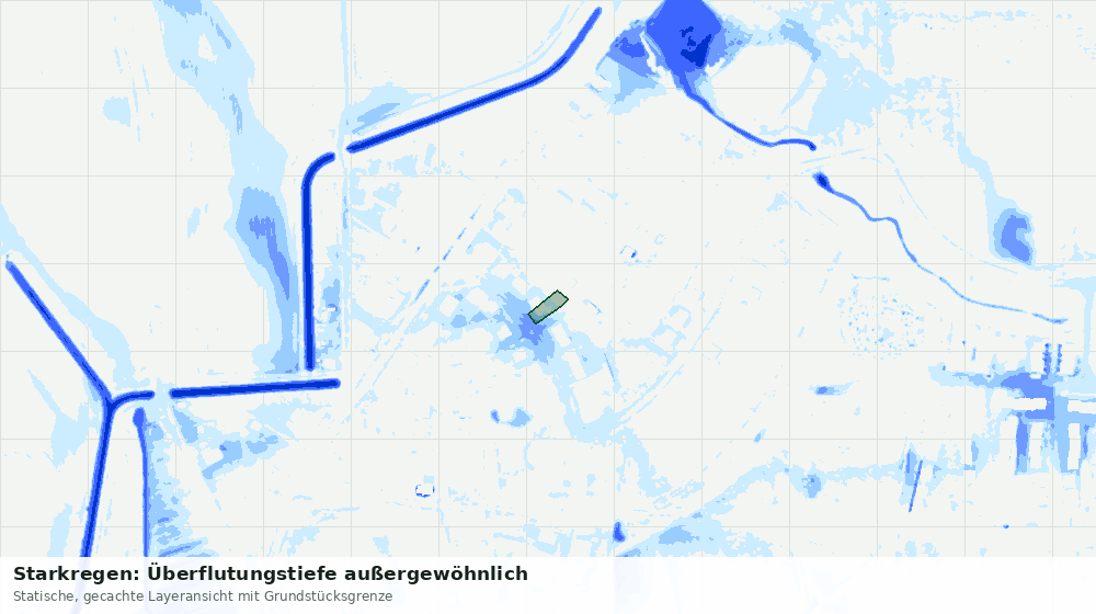 Statische Kartenansicht: Starkregen: Überflutungstiefe außergewöhnlich