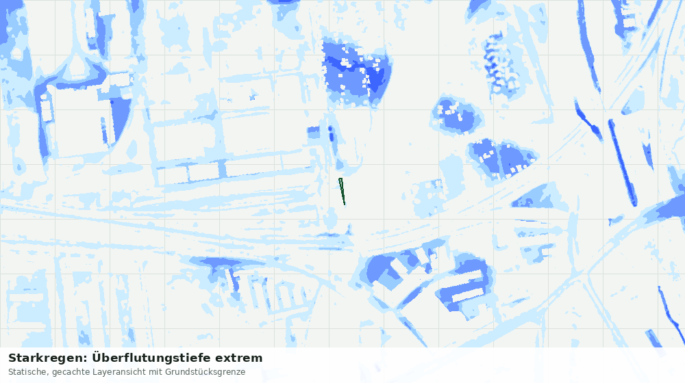 Statische Kartenansicht: Starkregen: Überflutungstiefe extrem