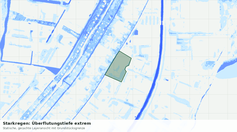 Statische Kartenansicht: Starkregen: Überflutungstiefe extrem