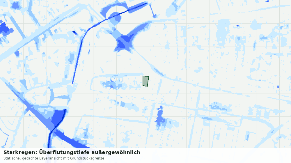 Statische Kartenansicht: Starkregen: Überflutungstiefe außergewöhnlich