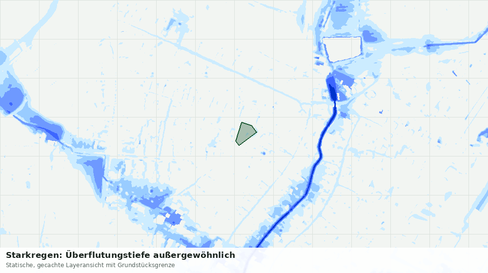 Statische Kartenansicht: Starkregen: Überflutungstiefe außergewöhnlich