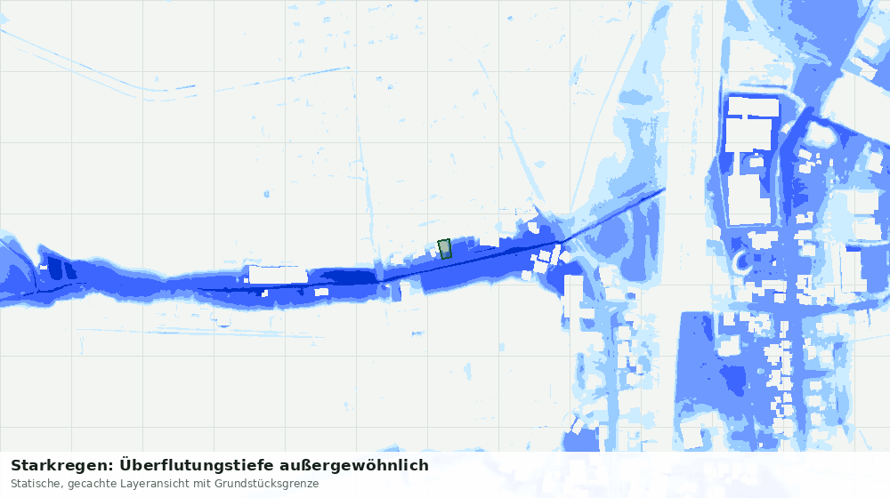 Statische Kartenansicht: Starkregen: Überflutungstiefe außergewöhnlich