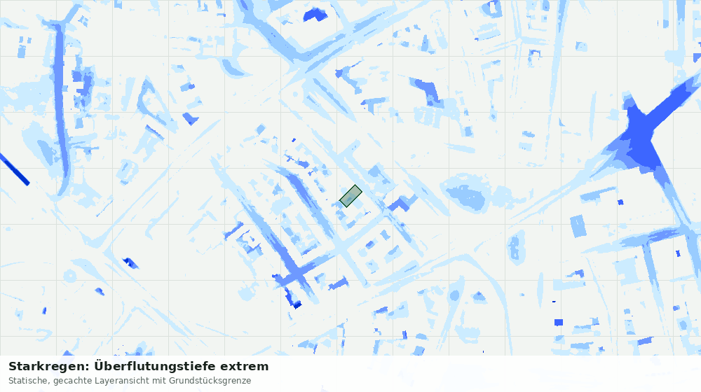 Statische Kartenansicht: Starkregen: Überflutungstiefe extrem